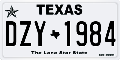 TX license plate DZY1984