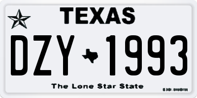 TX license plate DZY1993