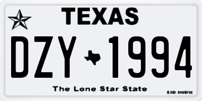 TX license plate DZY1994
