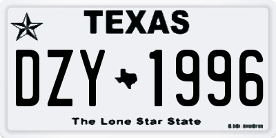 TX license plate DZY1996