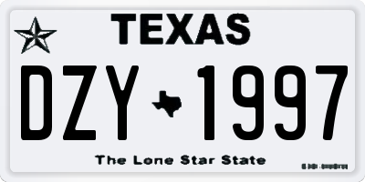 TX license plate DZY1997