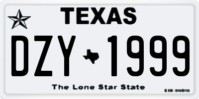TX license plate DZY1999
