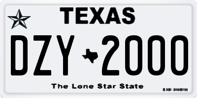 TX license plate DZY2000