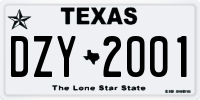 TX license plate DZY2001