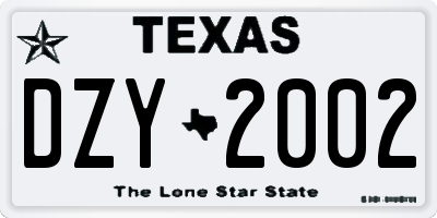 TX license plate DZY2002
