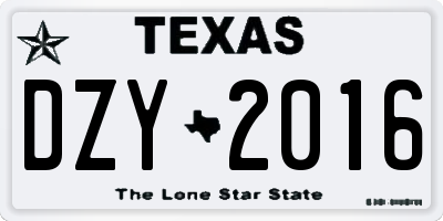 TX license plate DZY2016