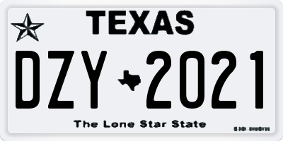 TX license plate DZY2021