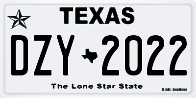 TX license plate DZY2022