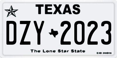 TX license plate DZY2023