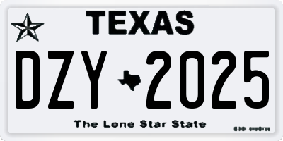TX license plate DZY2025
