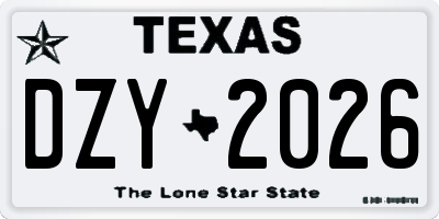 TX license plate DZY2026