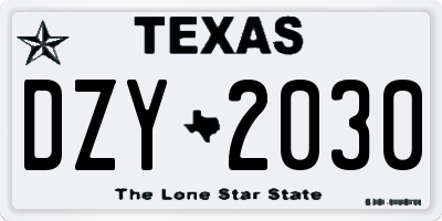 TX license plate DZY2030