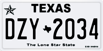 TX license plate DZY2034