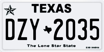 TX license plate DZY2035