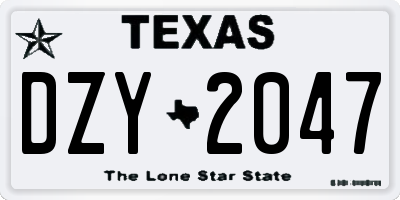 TX license plate DZY2047