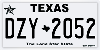 TX license plate DZY2052