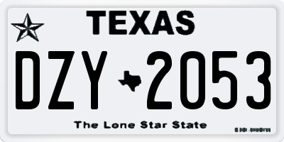 TX license plate DZY2053
