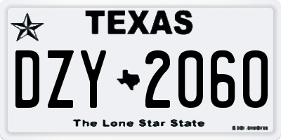 TX license plate DZY2060