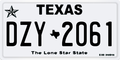 TX license plate DZY2061