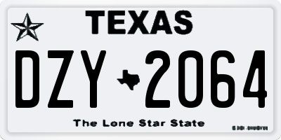 TX license plate DZY2064