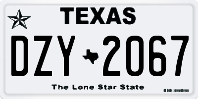 TX license plate DZY2067