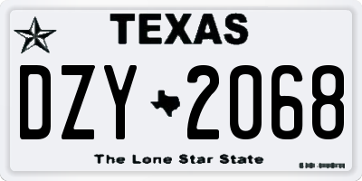 TX license plate DZY2068