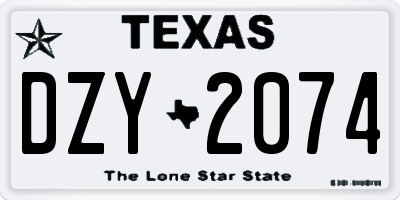 TX license plate DZY2074