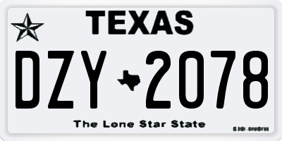 TX license plate DZY2078