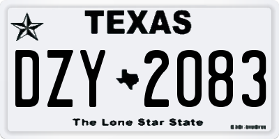 TX license plate DZY2083