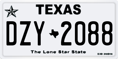 TX license plate DZY2088