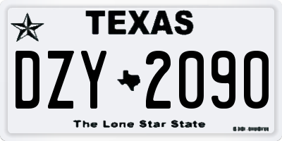 TX license plate DZY2090