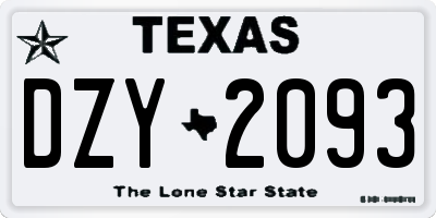 TX license plate DZY2093