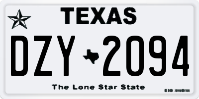 TX license plate DZY2094
