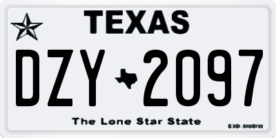 TX license plate DZY2097