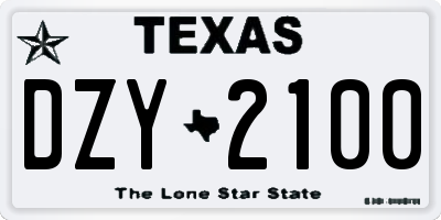 TX license plate DZY2100