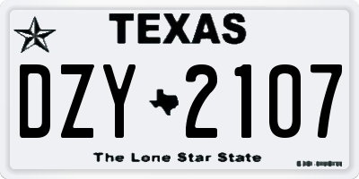 TX license plate DZY2107