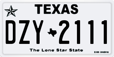 TX license plate DZY2111