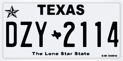 TX license plate DZY2114
