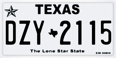 TX license plate DZY2115