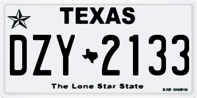TX license plate DZY2133
