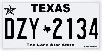 TX license plate DZY2134