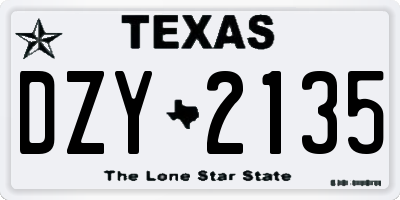 TX license plate DZY2135