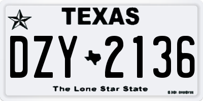 TX license plate DZY2136