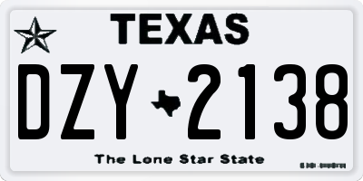 TX license plate DZY2138