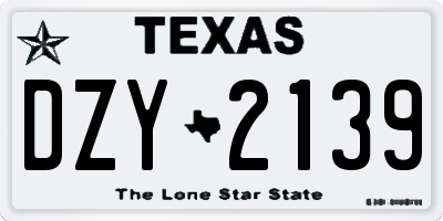 TX license plate DZY2139