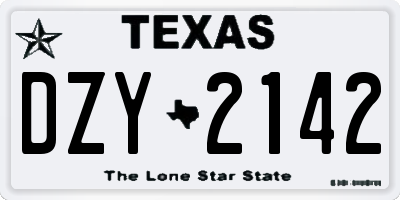TX license plate DZY2142
