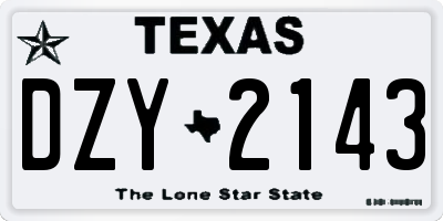 TX license plate DZY2143