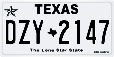 TX license plate DZY2147
