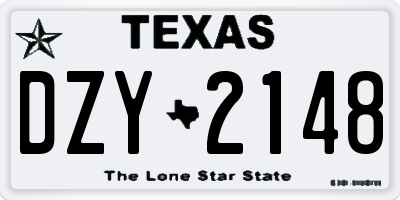 TX license plate DZY2148
