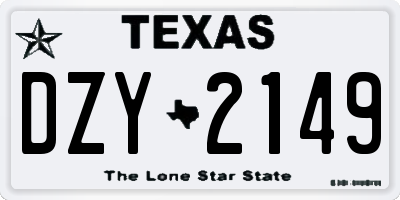 TX license plate DZY2149
